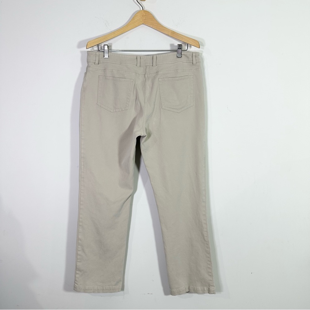 Eileen Fisher Khaki Beige Straight Leg High Rise Pants - Picture 4 of 8